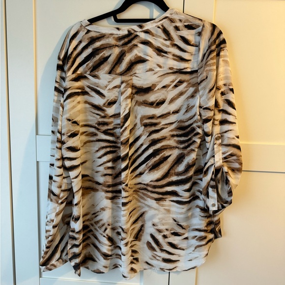 Tan and White Zebra Print Blouse - Picture 6 of 14